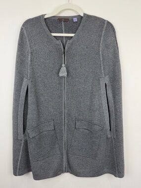 Cullen Gray Zip Front Knit Cape with Tassel Zip M/L